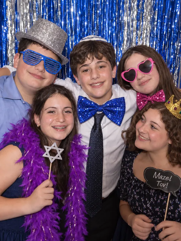 Bar mitzvah teens at an LA photobooth - Mazel Tov