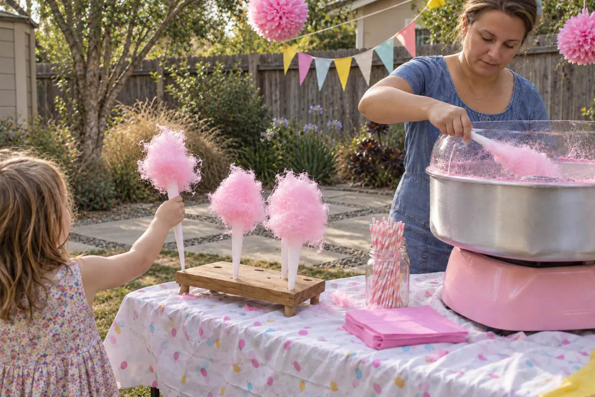 Cotton candy station at a Los Angeles kids party
