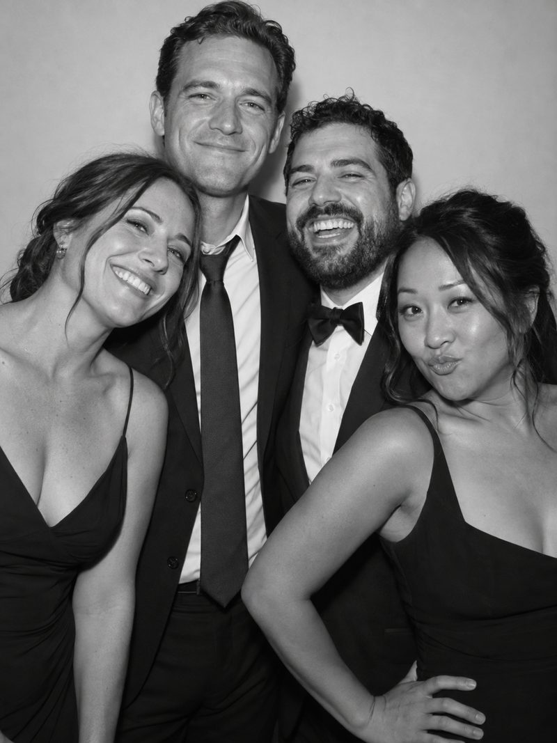 LA wedding photobooth - four friends in black tie