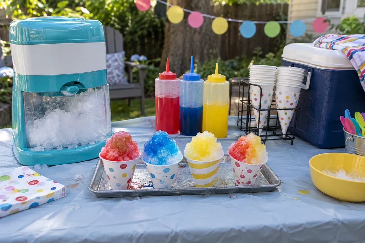Snow cone station at an LA kids party